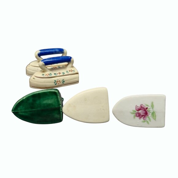 1960s Mini Ceramic Iron Figurines Set Of 5 Floral S&P shakers & more Japan - Picture 7 of 10